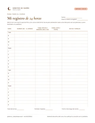 Vista previa de la guía Registro de 24 horas